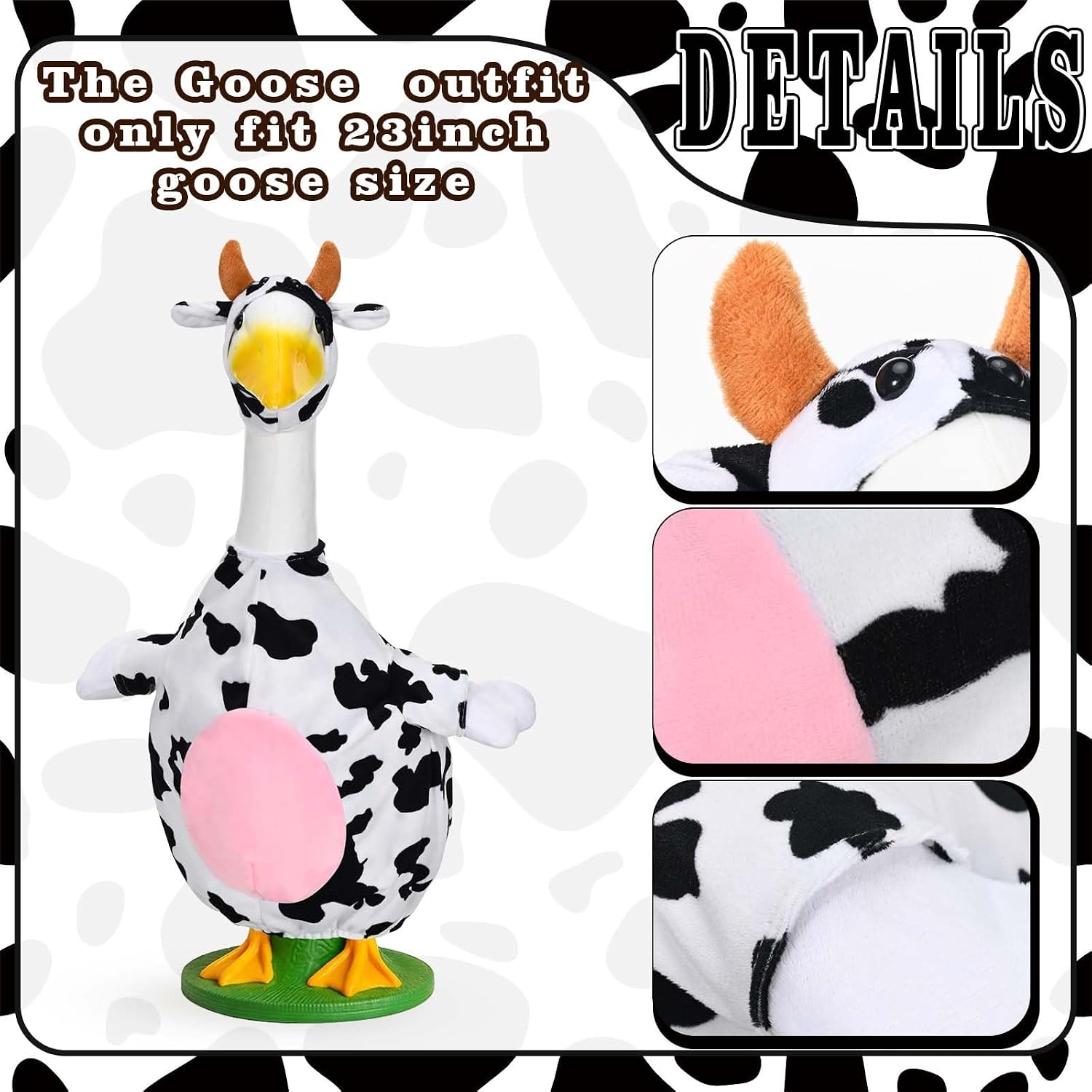 Honic Cow Goose Outfit Porch Cow Goose Clothes Fits 23" Cement Plastic Goose Statue for Outdoor Spring Garden Lawn Yard Patio Decor (Classic)