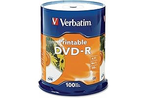 Optimized For Your Convenience: Verbatim DVD-R 4.7GB 100 Pack Blank White Inkjet...