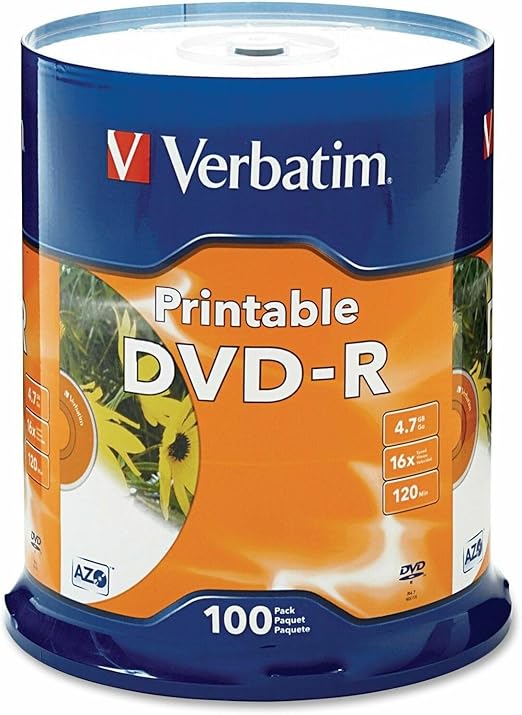 Amazon.com: Verbatim DVD-R 4.7GB 16X White Inkjet Printable with ...