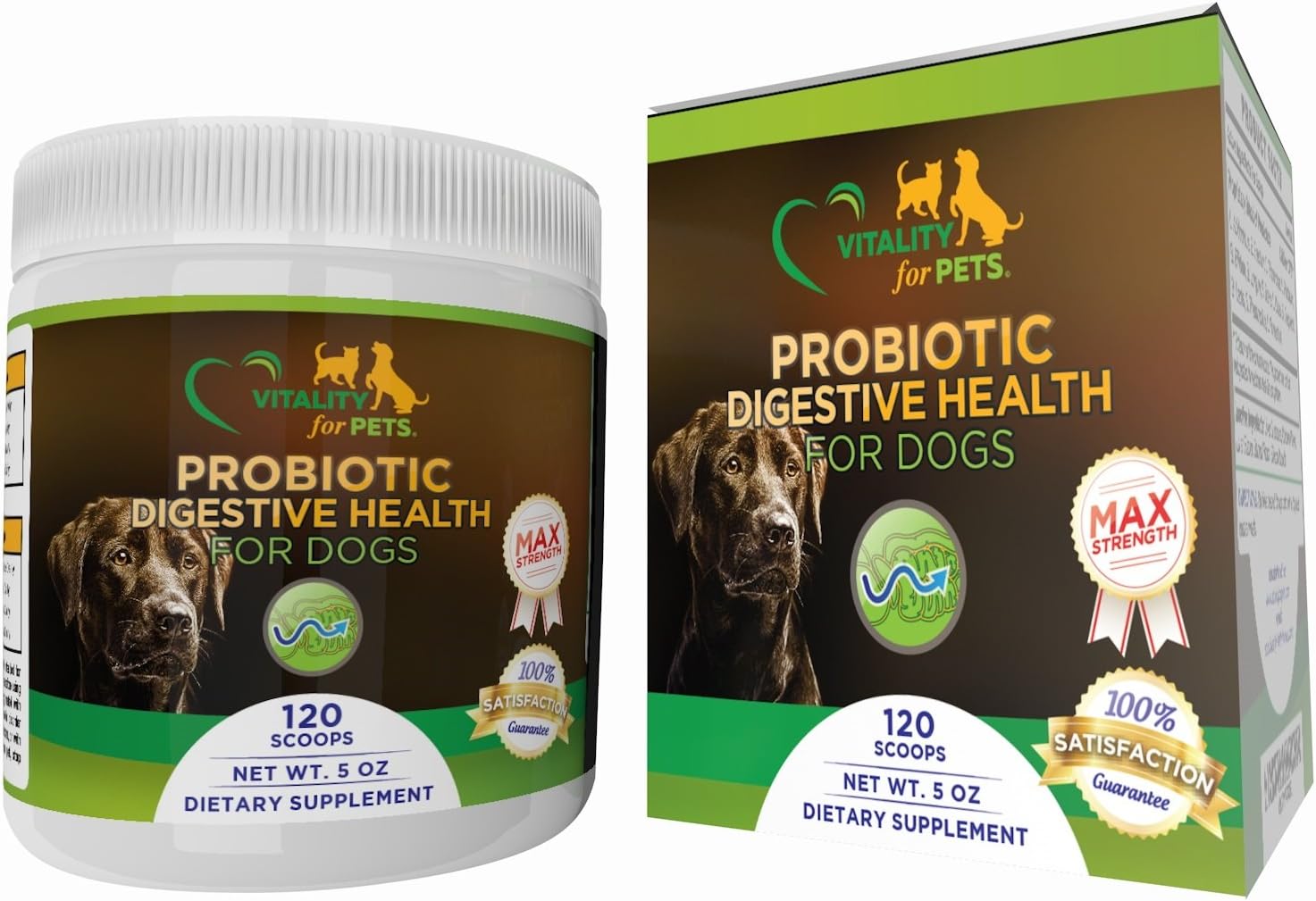 HIGH POTENCY MAX STRENGTH Probiotic Supplement For Dogs 137grams 5 BILLION CFU 12 Vital Enzyme Strains - Premium Probiotic Powder - Digestive Enzymes, Diarrhea, Constipation, Bloating,Yeast Infections