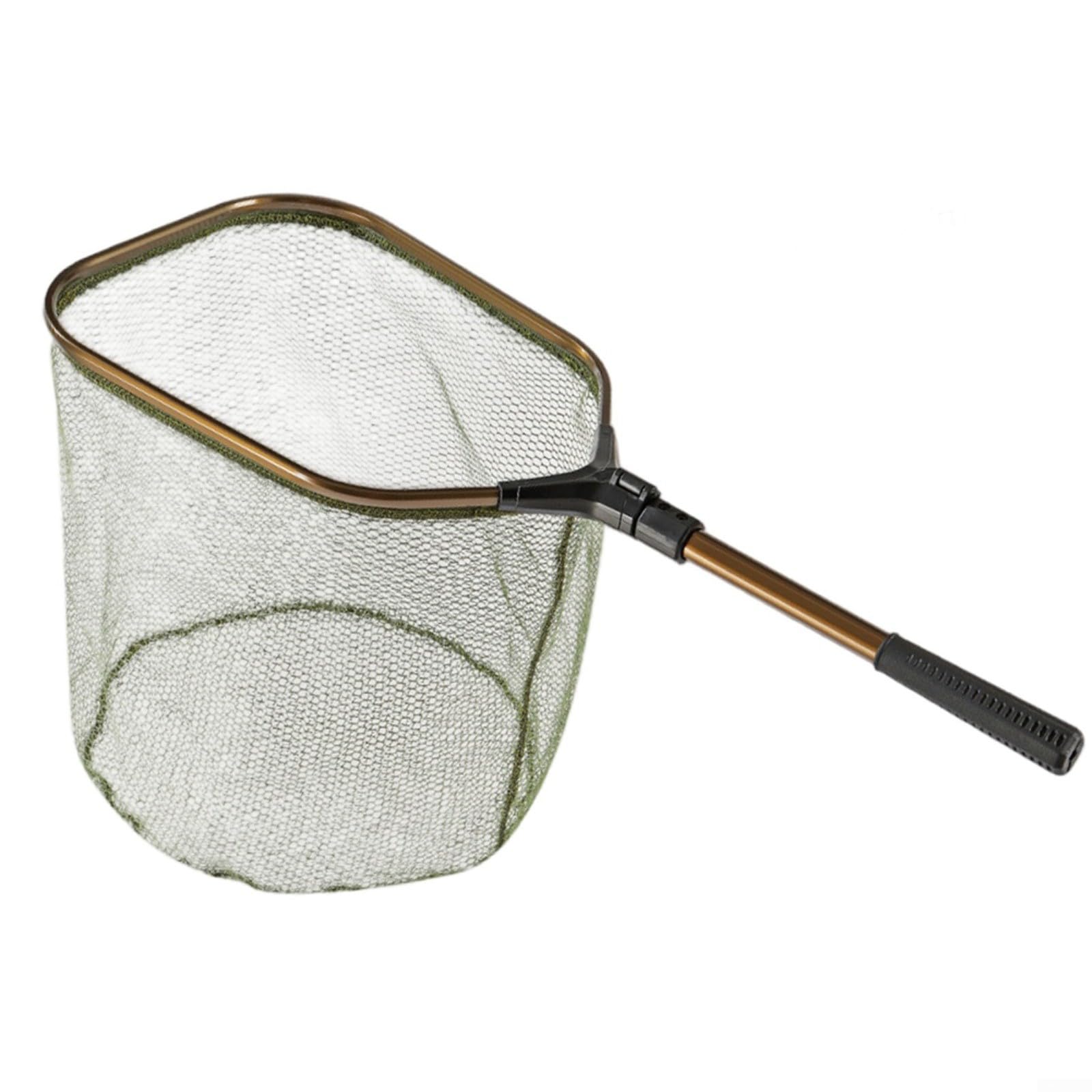 Épuisette de pêche de 78 cm avec tige pliable en alliage d'aluminium, maille revêtue de colle et poignée en caoutchouc confortable conçue pour une pêche portable et flexible