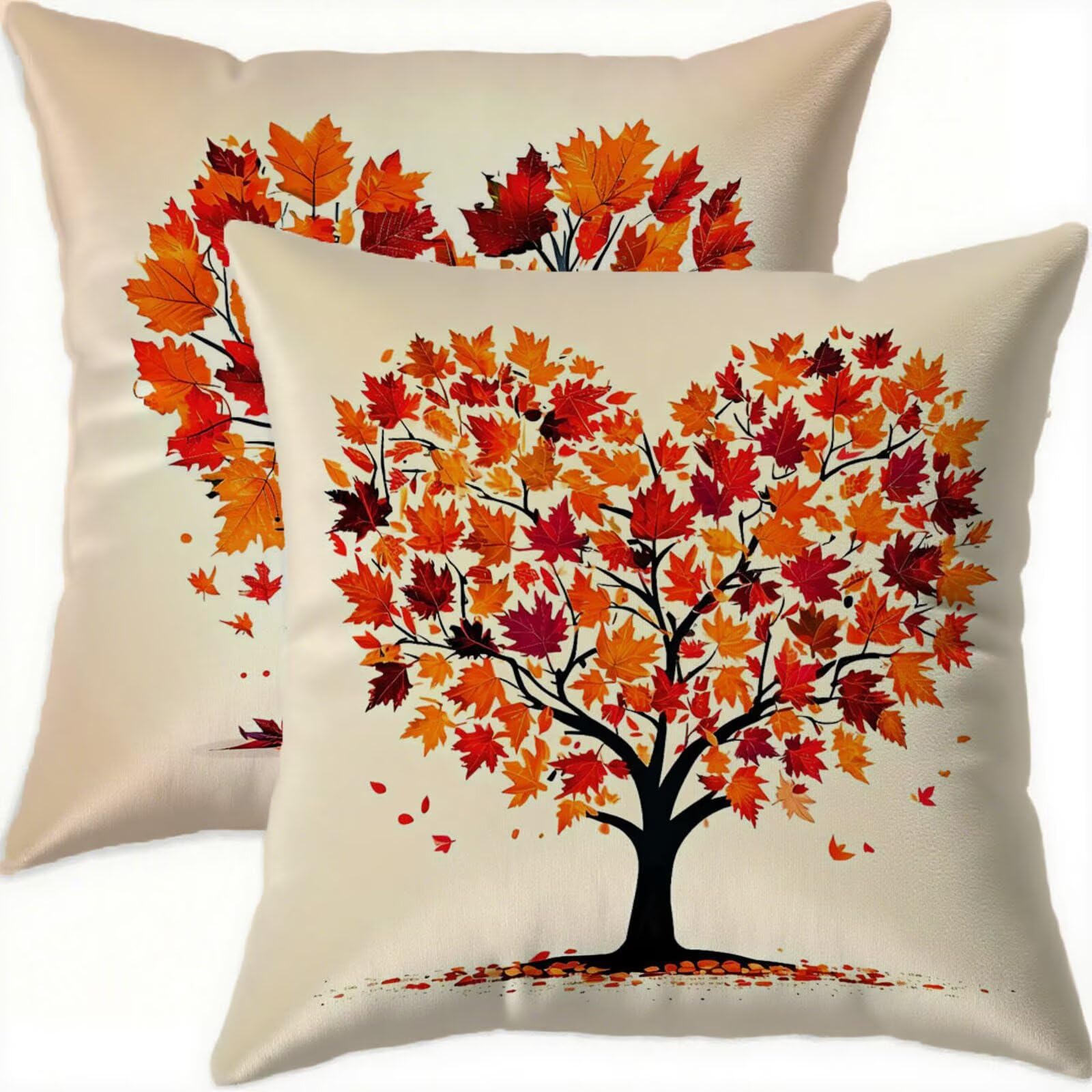 Housse de coussin en velours double face orange vintage de qualité supérieure