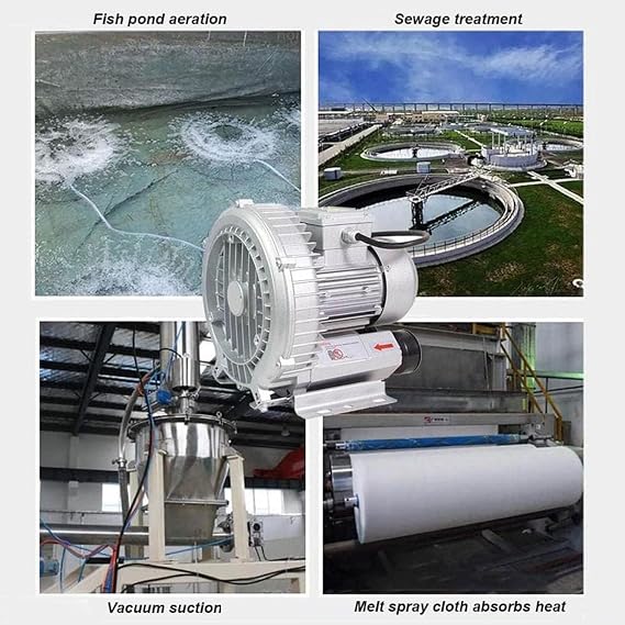 High-Pressure Vortex Blower, Regenerative Side Channel Blower for Air Blowing and Sewage Aeration, 1100W/1.48HP