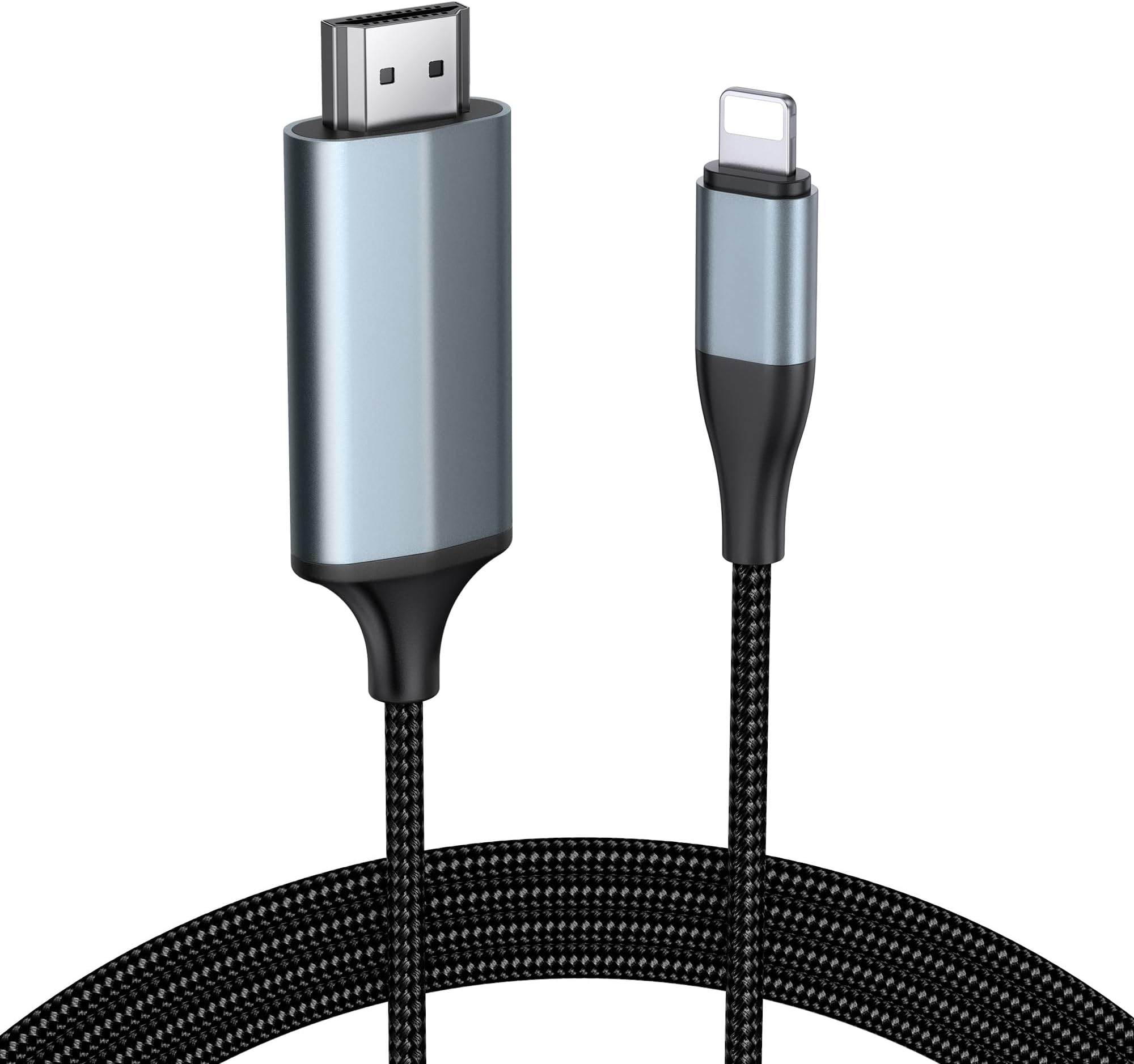 lulaven HDMI Cable for iPhone to TV, Lighting to HDMI Adapter Connector Compatible with iPhone14, 13, 12, 11 & YouTube TV Output with 1080P HD Display, Just Plug and Play (13.2FT, Gray)