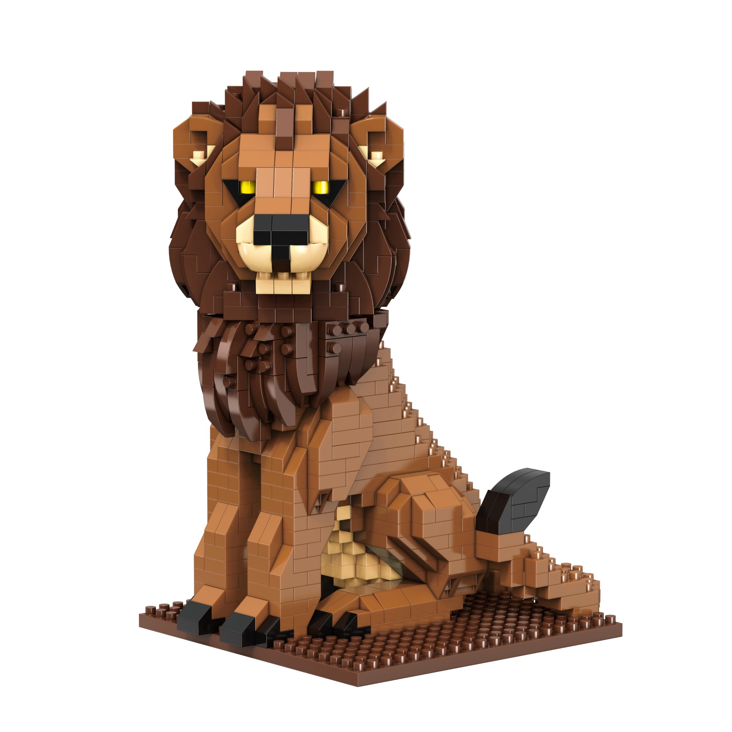 lingsi_siling Lion Giraffe Animal Micro Building Set, 1020+ pcs Animal Mini Diamond Blocks Bricks Toy for Boys Age 8-12 14+ Teens Adults (lion)