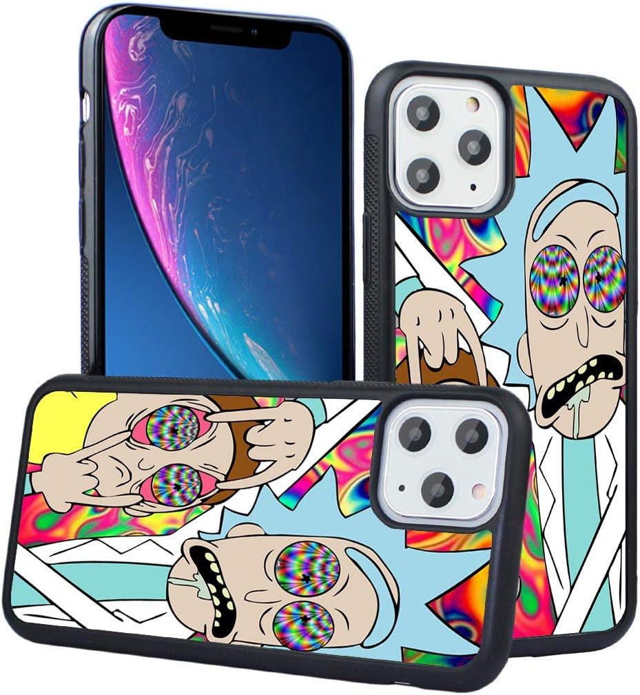 Li.Lin Compatible with Iphone 11 Pro Max Case,Rick and Morty Antiskid Handle Black Phone Case Cover for iPhone 11 Pro Max 6.5 Inch