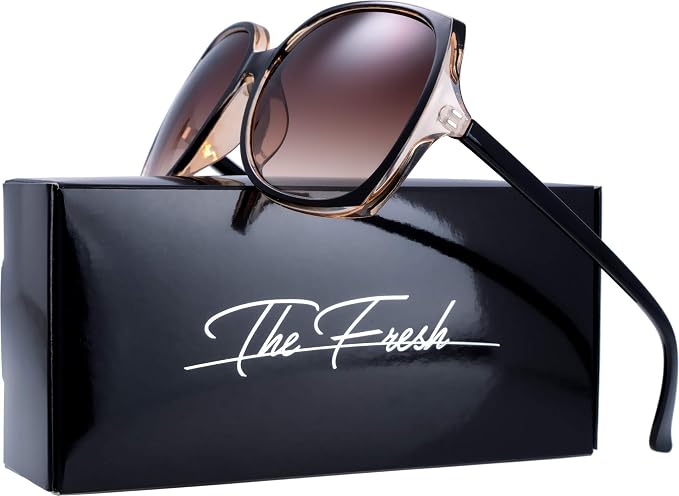 The Fresh Women’s Oversized Square Jackie O Cat Eye Hybrid Butterfly Fashion Sunglasses Classic retro style with cat eye design and durable polycarbonate frame material