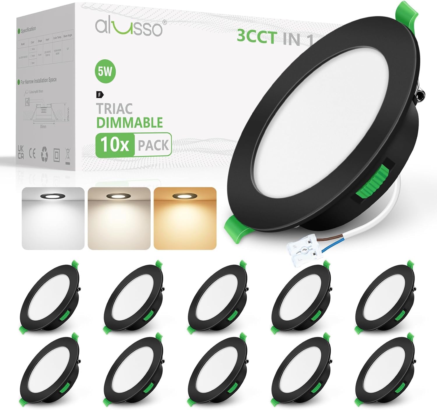ALUSSO 10 Pack LED Recessed Lights 3CCT Dimmable Suitable for Bathroom