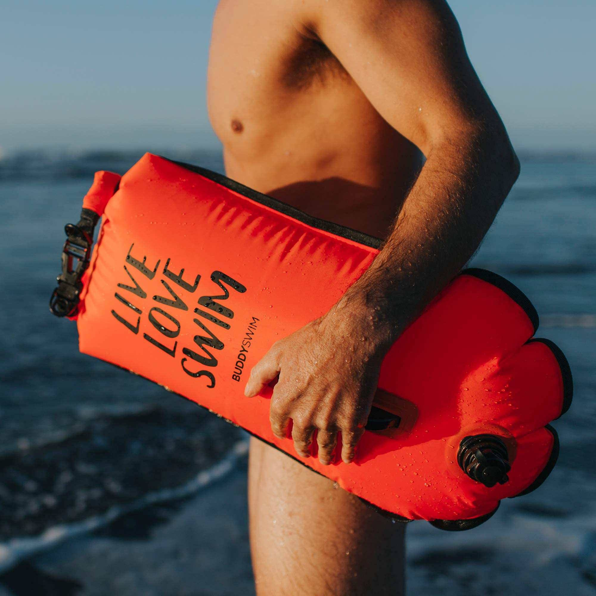 Set Boya Natación Aguas Abiertas 28 litros y Gorro de Natación. Boya de Natacion de Seguridad para Nadar en Aguas Abiertas con Bolsa Estanca Impermeable y Gorro de Silicona.