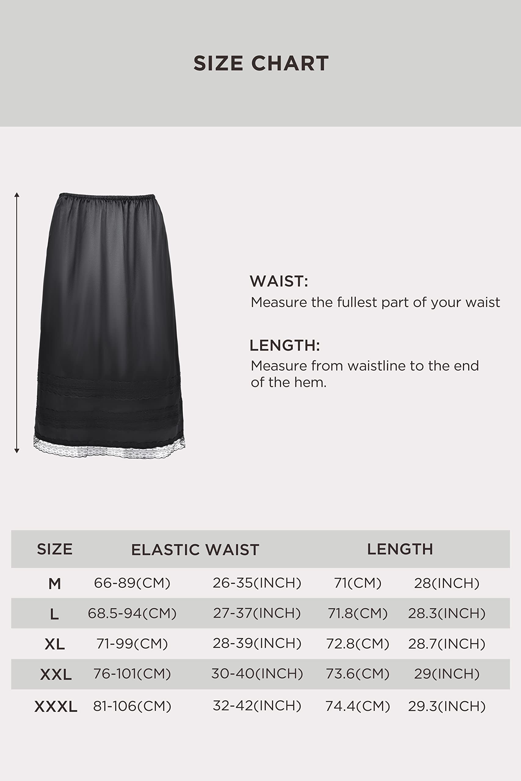 Snapklik.com : Womens Half Slip White - Long Underskirt Undergarments Slip Lace Trim Half Slips