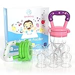 Baby Food Feeder/Fruit Feeder Pacifier Nibbler (2 Pack) - Infant Teething Toys | Silicone Feeder Baby | Mesh teethers for Babies | Baby Feeding Essentials | Frozen Breastmilk Teether (Green&Pink)