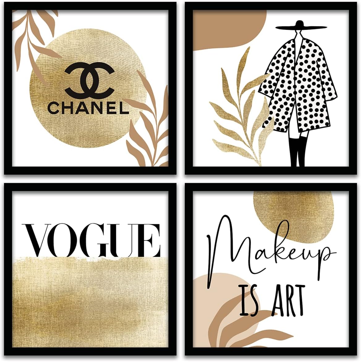 kotart Wood - Parlor Theme Frames For Salon Studio Wall Decor - Photo Frames For Wall Decoration - Makeup Frames For Home And Office (11 X 11 Inch,Multi) Set Of 4