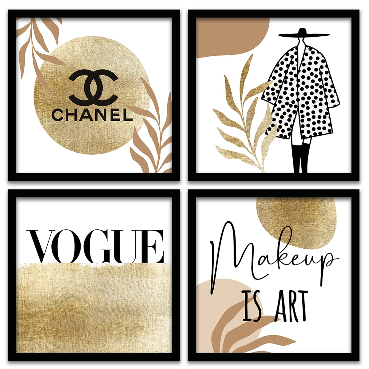 kotart Wood - Parlor Theme Frames For Salon Studio Wall Decor - Photo Frames For Wall Decoration - Makeup Frames For Home And Office (11 X 11 Inch,Multi) Set Of 4