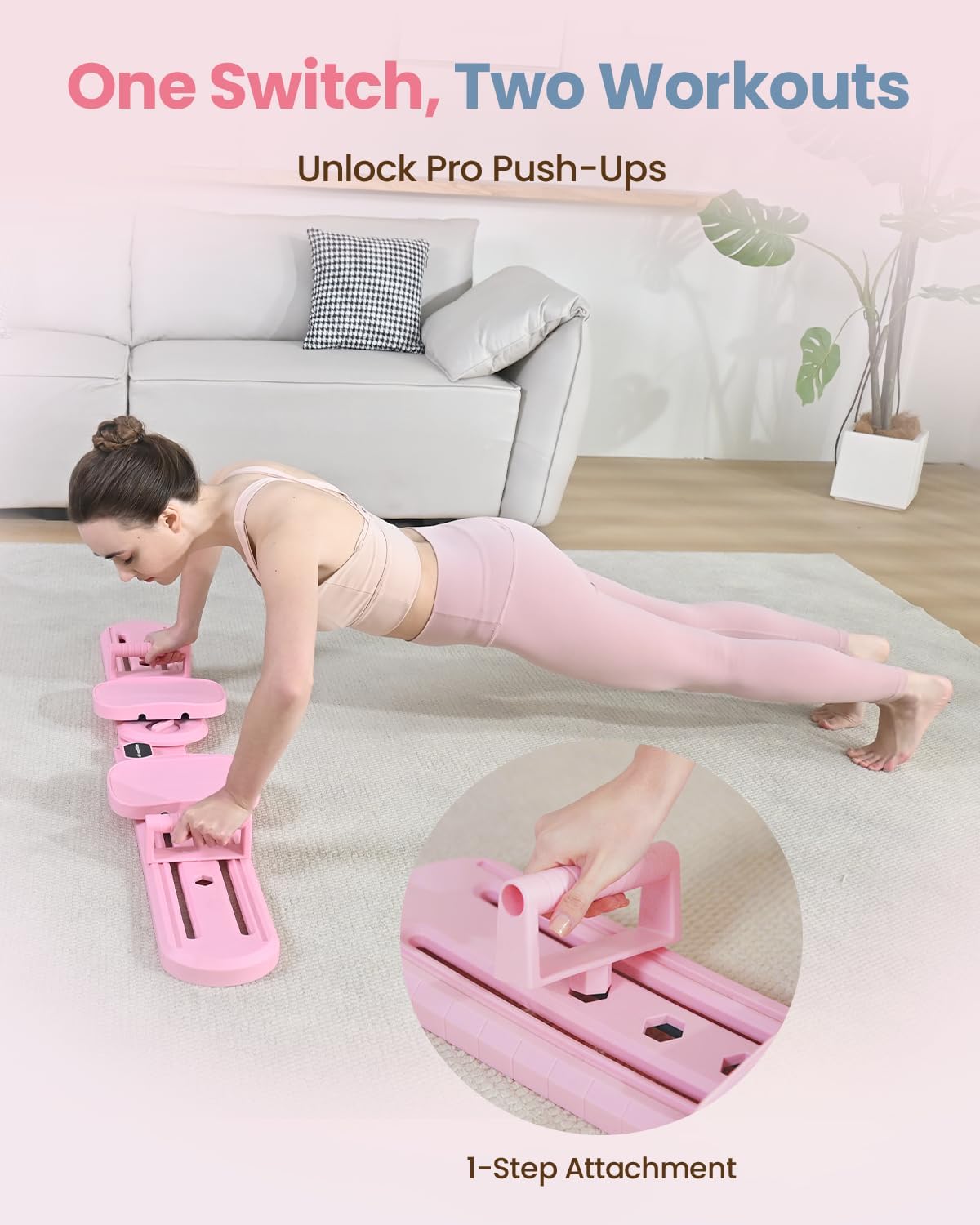 Ski Machine, 3-in-1 Foldable Ski Trainer for Women, Pelvic Floor & Core Strengthener, Adjustable Full Body Workout Equipment for Home, Toning & Postpartum Recovery with Push-Up Grips