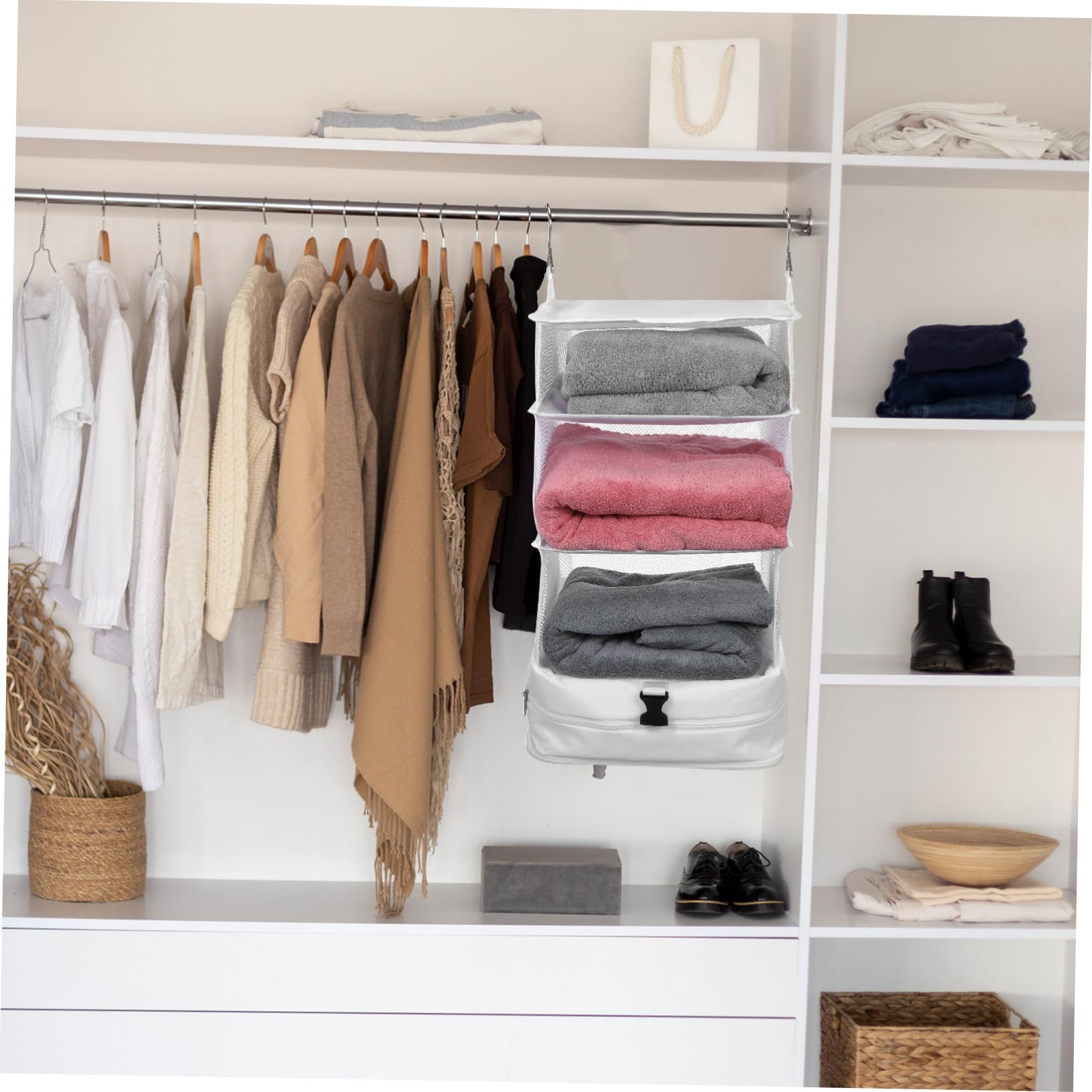 Mipcase Organizador Colgante De Ropa De Viaje 3 Capas Bolsa Pequeña Tela Oxford Resistente Ahorro De Espacio para Armario Maletas Doméstico y Viaje