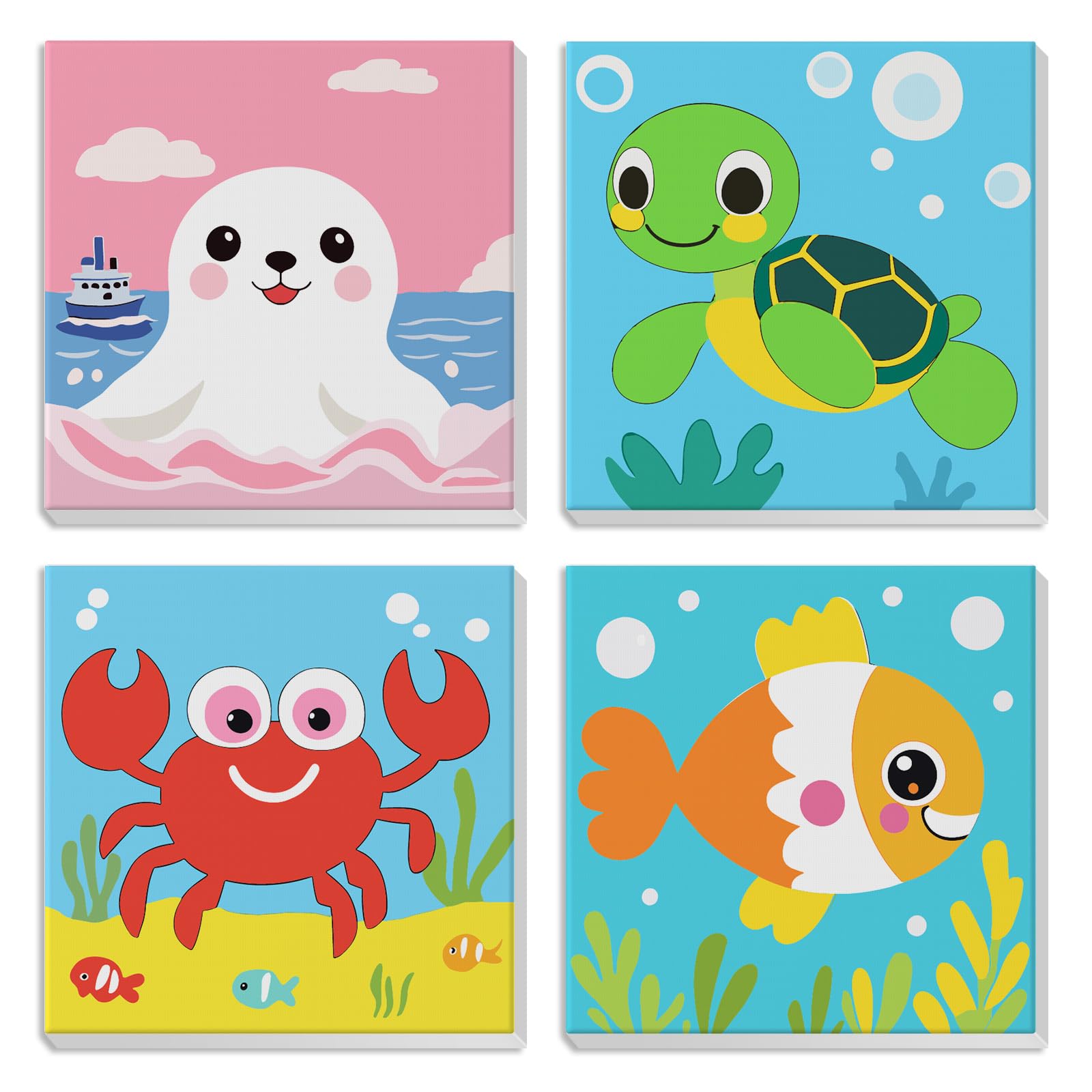 MXJSUA 4 Pack Cute Animals Paint By Numbers Kit With Framed