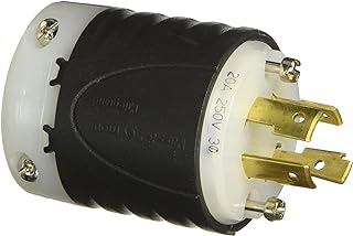 Legrand Pass & Seymour L1520P Turnlok Industrial Spec Grade Locking Plug, 20 Amp 3 Phase 250V, NEMA L15-20P, Black/White (1 Count)