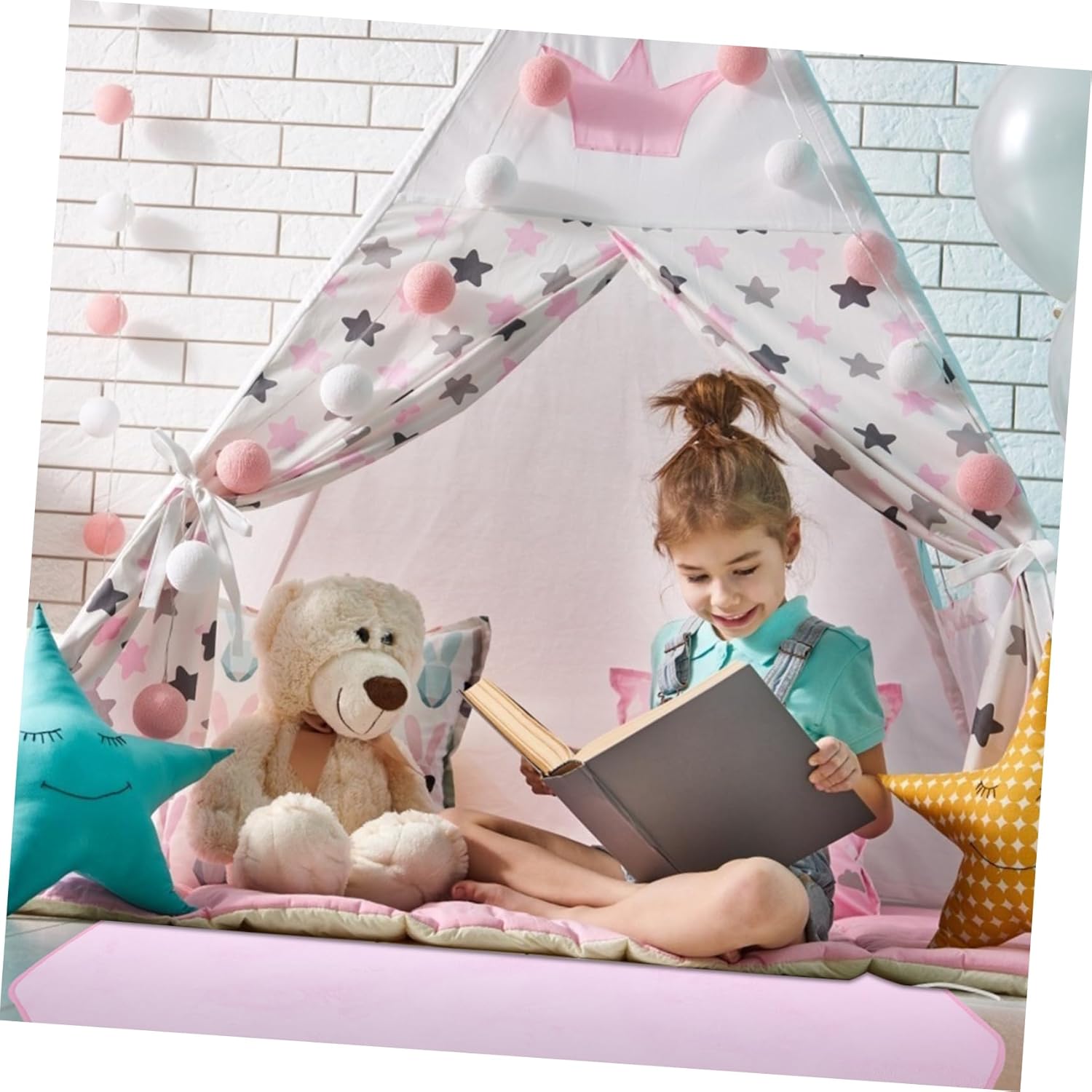 Pink Hexagonal Play Mat Soft Indoor Floor Pad for Boys and Non Toxic Carpet for Nursery and Playroom Comfortable and Area Rug for Bedrooms