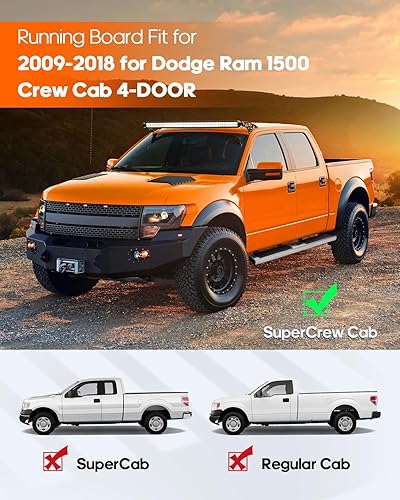 Miniatura 4 de OCPTY Estribos de 6 pulgadas compatibles con Dodge Ram 1500 Crew Cab 2009-2018, 2019-2023 1500 Classic, 2010-2023 para Ram 25003500 barras laterales