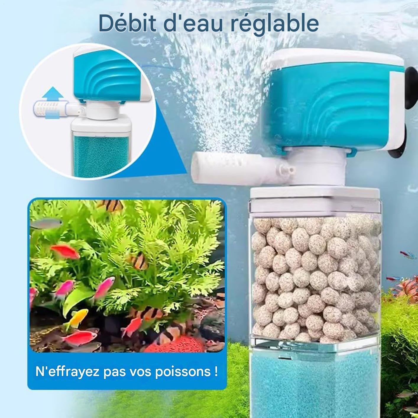 Filtres d'Aquarium Wave Maker Système Filtration Machine Nettoyage Vert | Pompe Filtre Interne de Circulation d'Aquarium Machine Verte Propre Pour Étang Eau Salée Douce Maison Crevettes Aqu