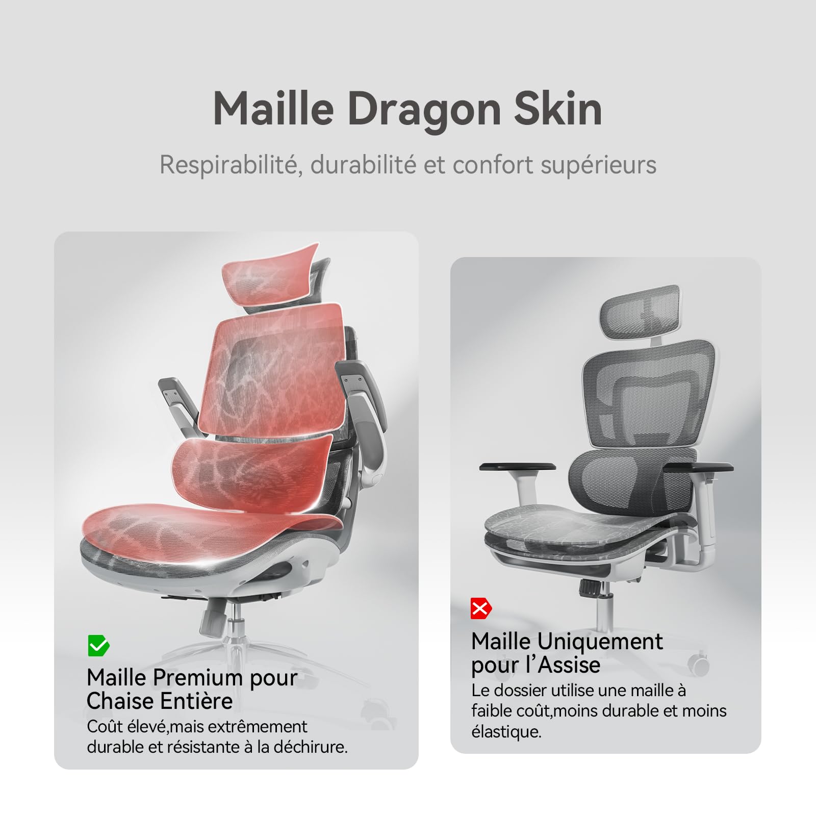 SIHOO M59AS Chaise de Bureau Ergonomique, avec accoudoirs 3D relevables, Double Dossier, Soutien Lombaire Dynamique adaptatif et Maille, idéale pour Le Bureau à Domicile.