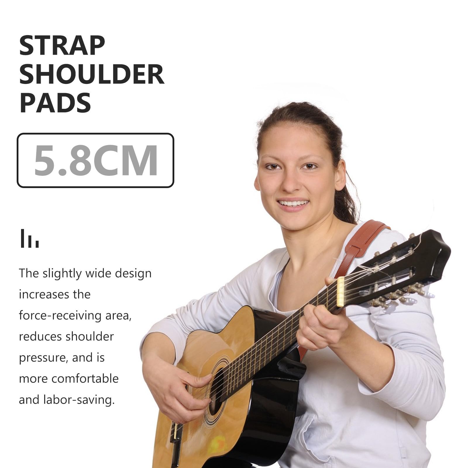 Correa de Guitarra de Piel de Vaca Marrón Acolchado para Hombro, Longitud Ajustable y Diseño Creativo para Accesorios de Guitarra Eléctrica