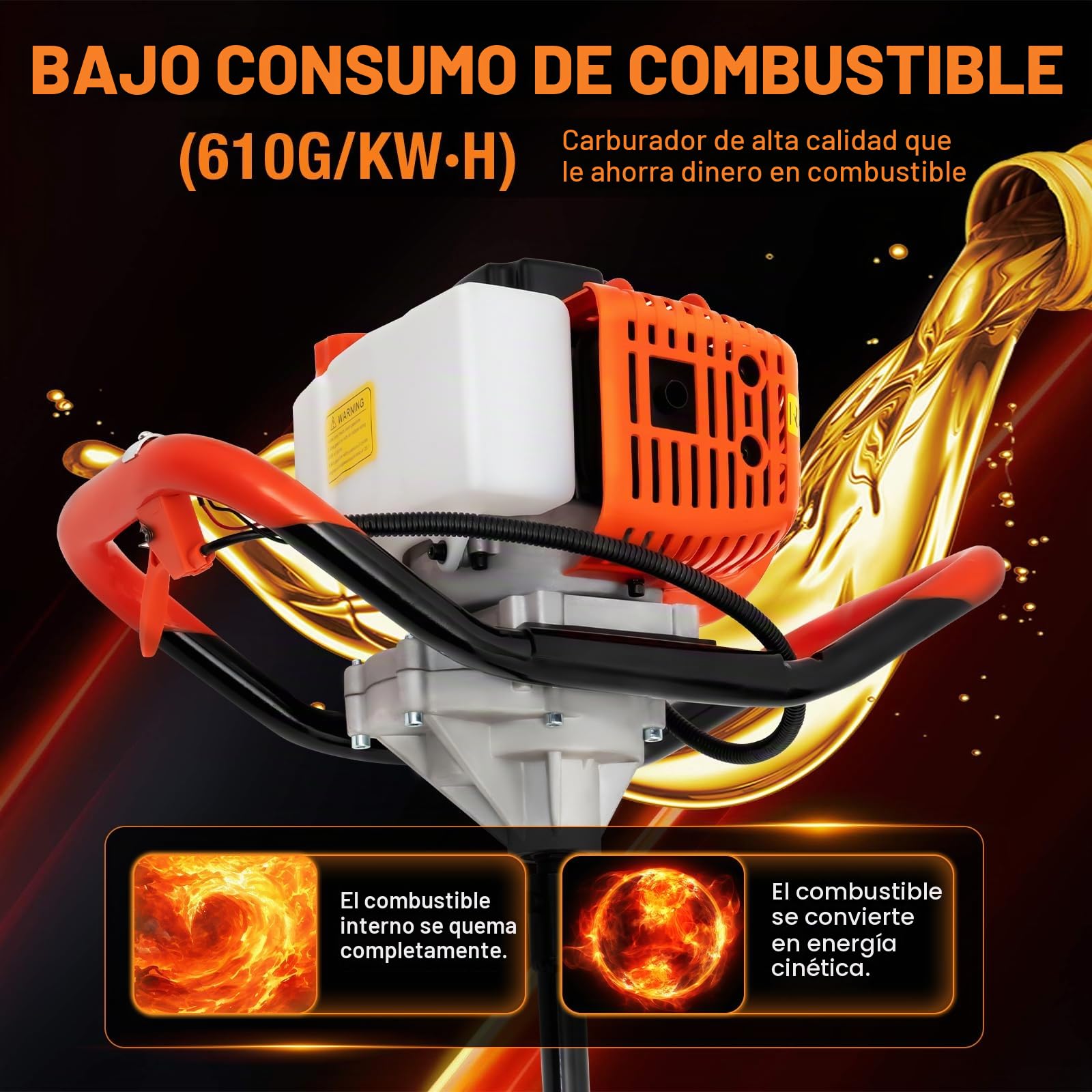SHZICMY Ahoyadora Gasolina 52CC 2 Tiempos 2.3HP con 3 Brocas de 100/150/200mm Profesional Barrena de Tierra de Gasolina, Poste de Cerca Postes de Vallas, Excavadora, de Jardín