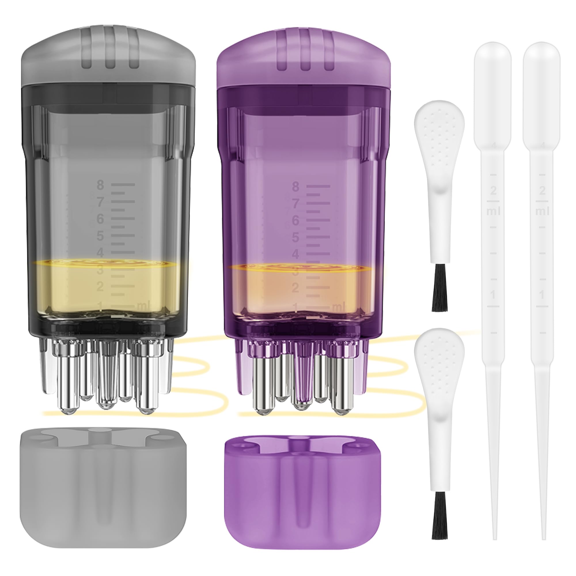 Photo 1 of 2 PCS Minoxidil Applicators with Cleaning Brush and Dropper, Anglecai Scalp Applicator Comb for Hair Oil Applicator Brush, Minoxidil Brushes for Scalp Applicator Comb for Hair Growth (Black+Purple)