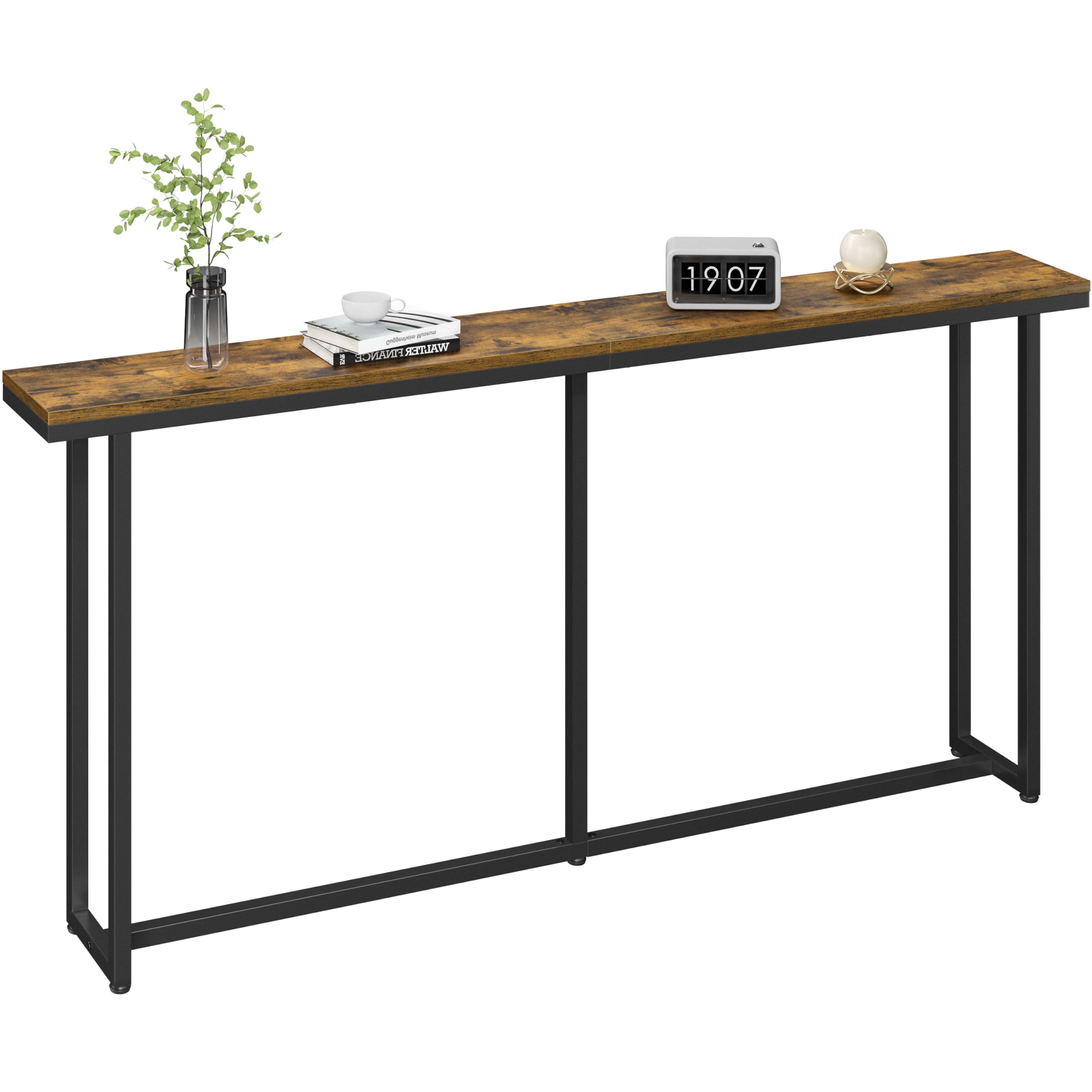 Yaheetech Tavolino Consolle da Ingresso Tavolo Console Stretto in Stile Industriale Design Compatto per Divano Corridoio Soggiorno 160 × 20 × 81 cm