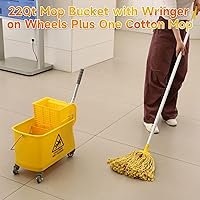 Vista 6 de Cubo de fregona con escurridor, 22 cuartos de galón (5.5 galones), limpieza de pisos, asa, ruedas, 16.5 pulgadas de largo x 10.6 pulgadas de ancho x