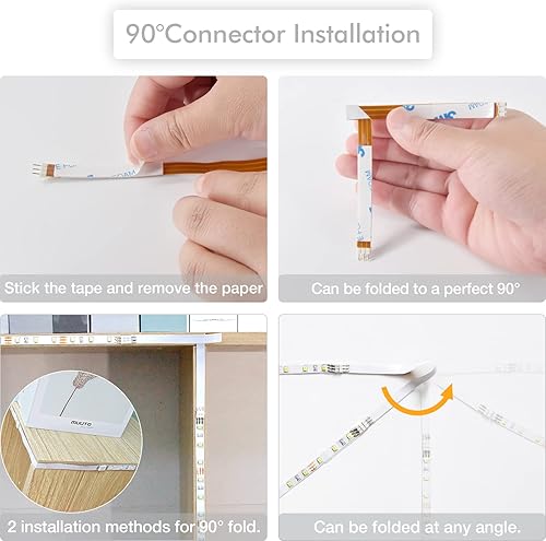 Vista 21 de WOBANE Kit de iluminación para debajo del gabinete, barra de luces LED flexible, luces debajo de la encimera para cocina, armario, escritorio