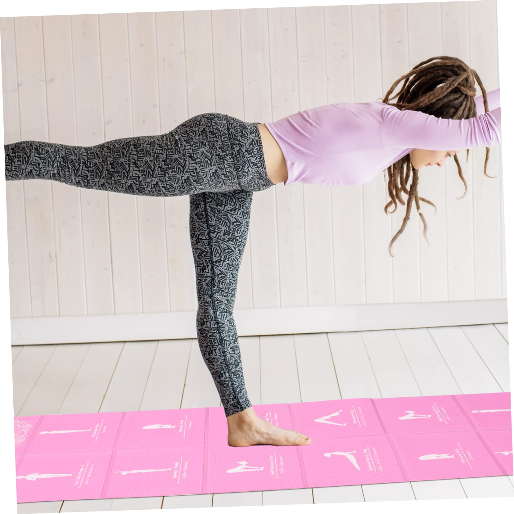 Toyvian Klappbare Yoga Matte Rutschfeste Fitnessmatte Tpe für Frauen mit Tragetasche für Yoga Fitness und Mittagsschlaf