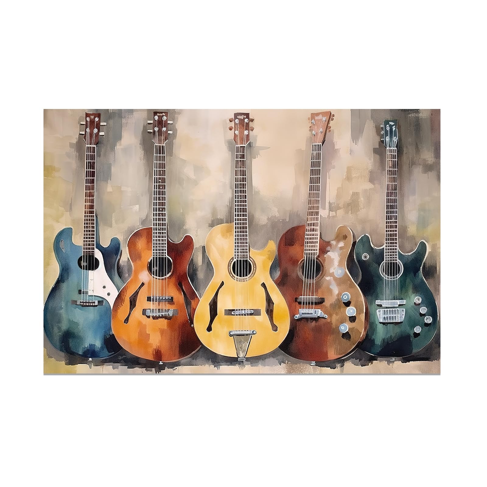 CCWACPP Guitar Canvas Wall Art Music Painting Wall Decor Musical Themed Prints Artwork for Music Studio Pub Bar Home Decor Framed (30x45cm) - Image 2