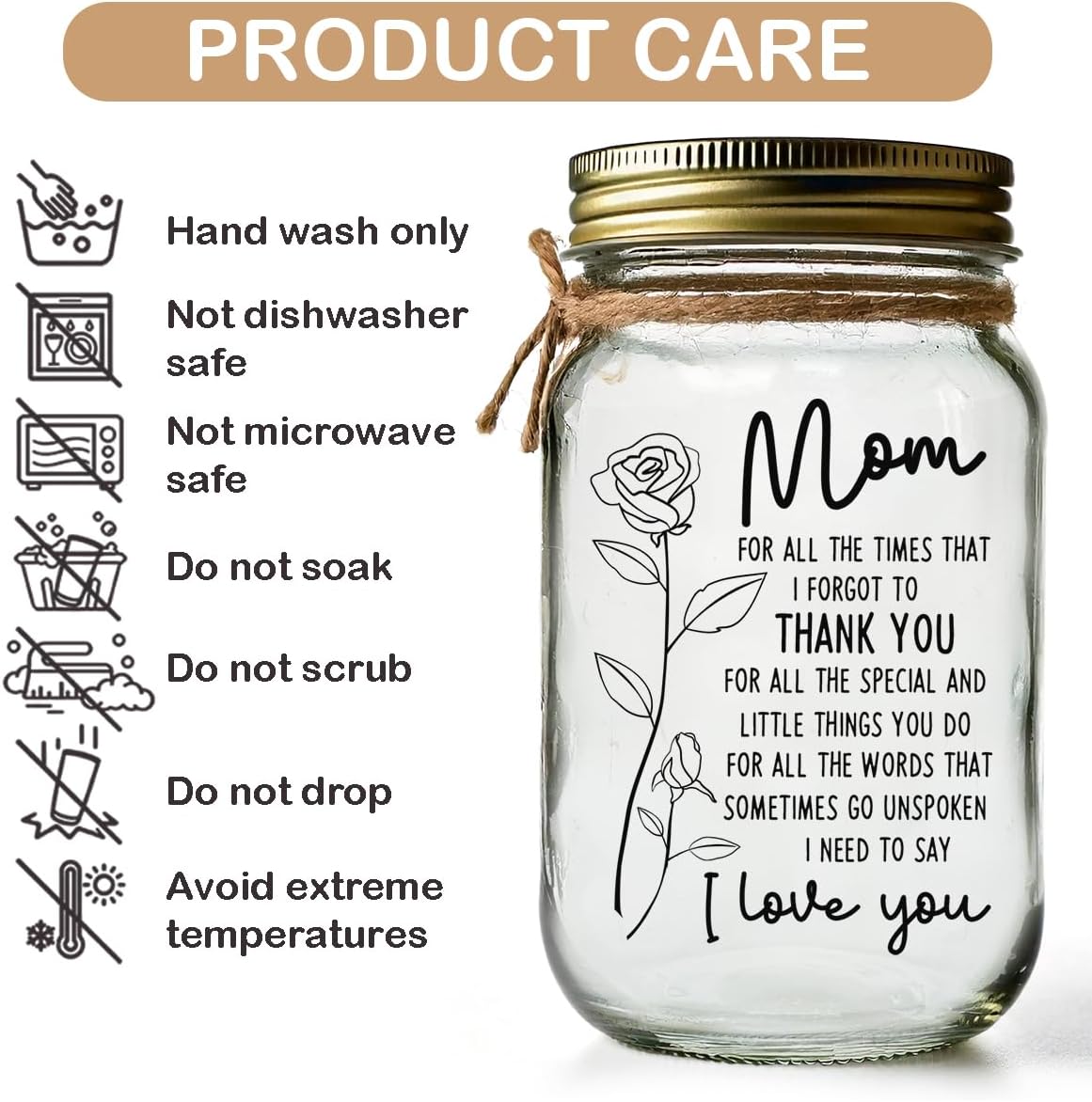 Mason Jar Night Light for Mom from Daughters, Sons, Kids, Christmas Gifts For Mom Grandma, Sentimental Best Mom Gift for Women, Centerpiece Table Decorations, Thank You Gifts for Women - Image 5