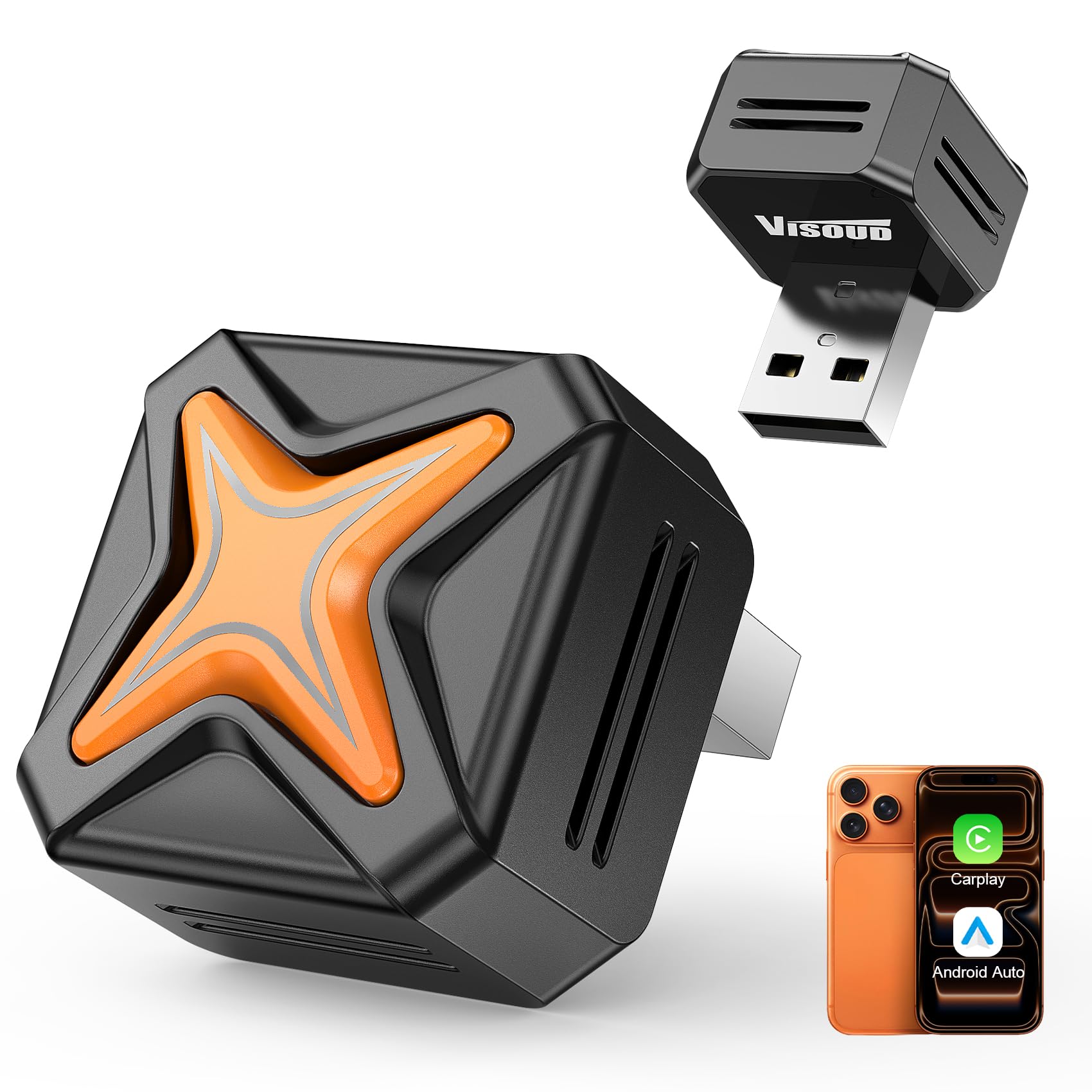2026 Upgraded Mini Android Auto &amp; Apple CarPlay Wireless Adapter for iPhone, Latest A7 Chip One-Click Switch54