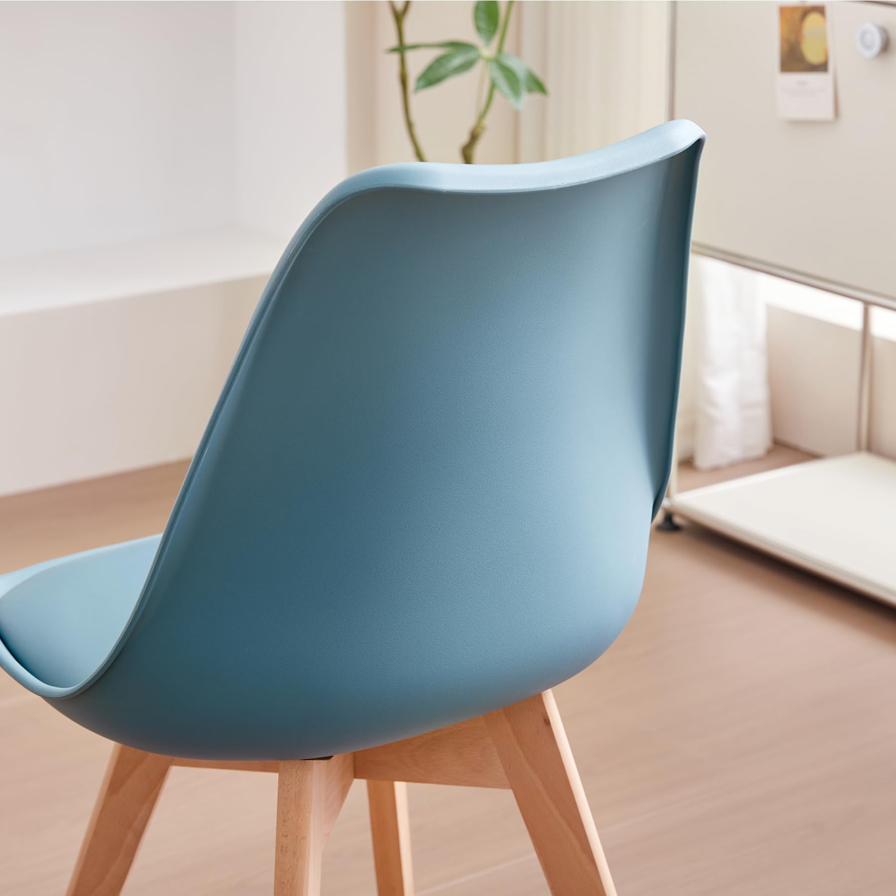 Juego de 6 Sillas de Comedor, Sillas de Cocina Nórdicas, Sillas de Oficina con Patas de Haya Maciza para Dormitorio, Sala de Estar, Cocina - Azul Oscuro