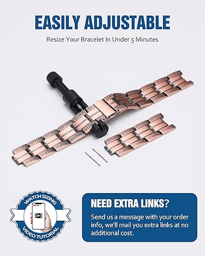 Miniatura 7 de Jecanori Pulsera de cobre para hombres, pulseras magnéticas de cobre para hombre,Pulsera de cobre sólido puro