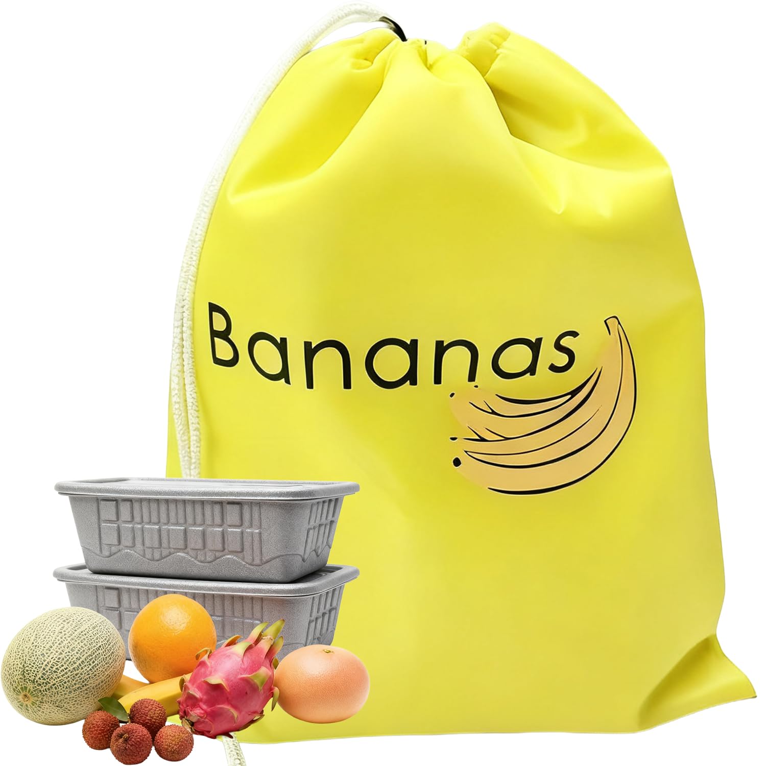 ELNX Banana Bag, 27 X 34.5cm Fresher for Longer Bags Protects Fresh Fruit in Fridge Banana Reusable Shockproof Storage Bag Stay Fresh Longer Food Bags (Yellow)