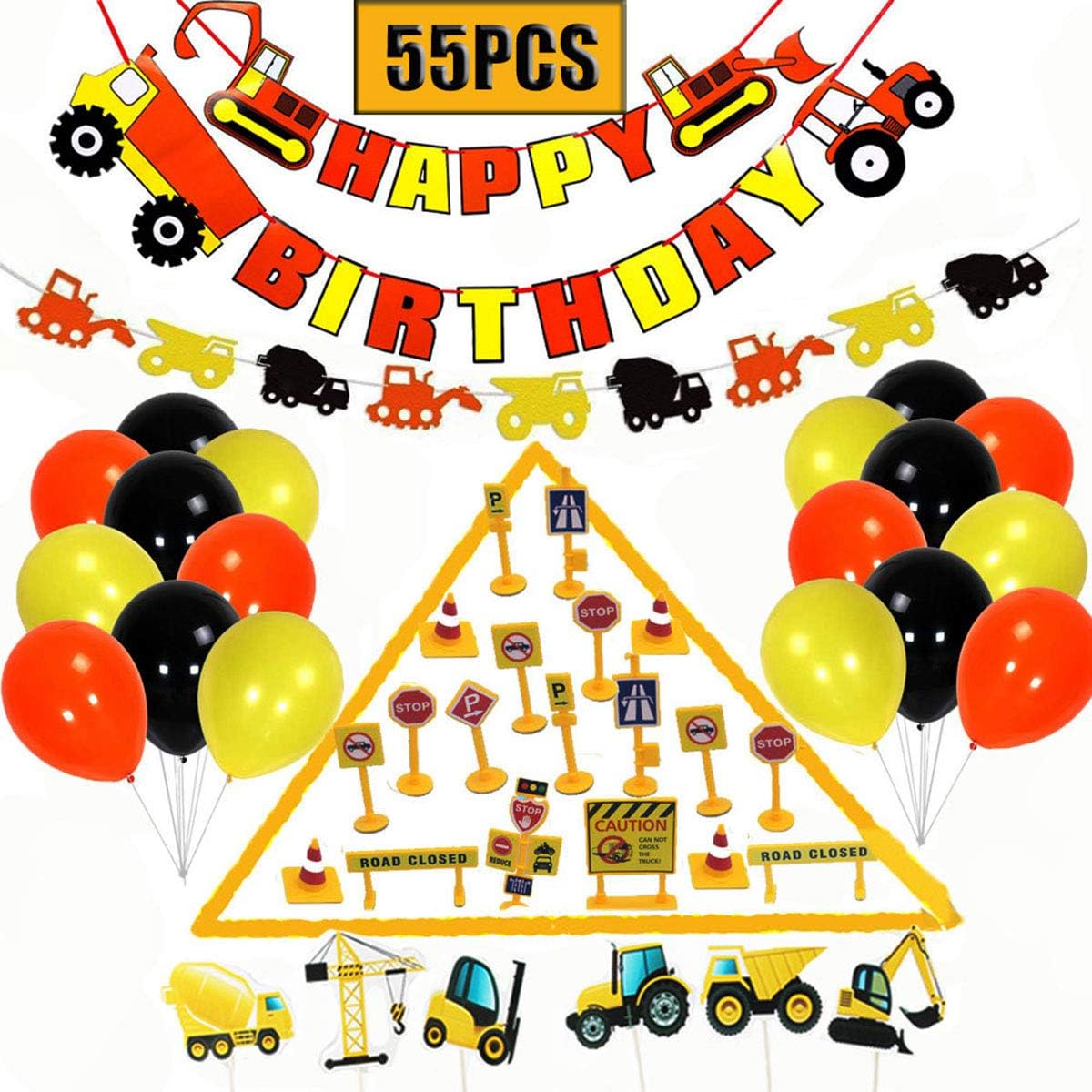 Funnlot Construction Birthday Party Supplies 55PCS Truck