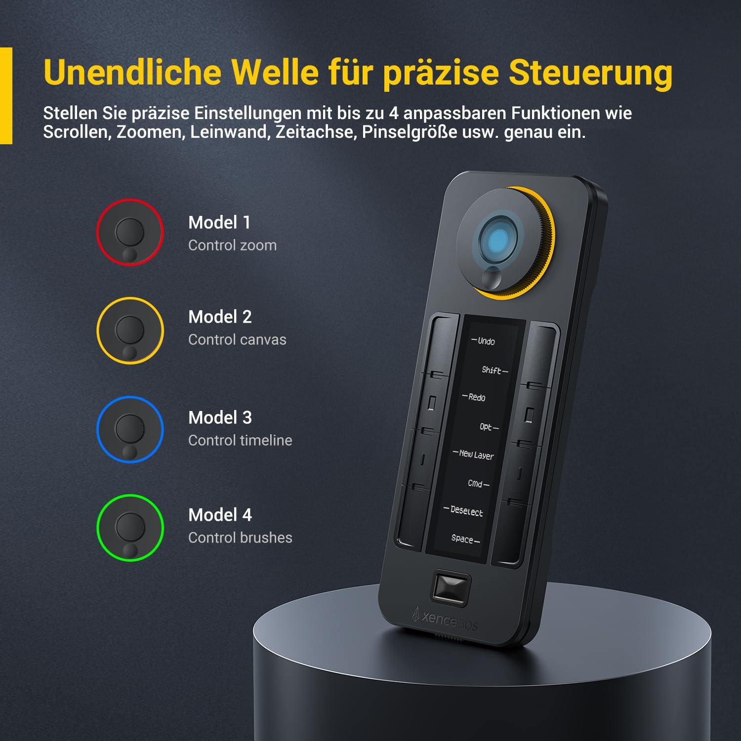 Xencelabs Quick Keys für Grafiktablett Zeichentablets Fernbedienung mit OLED-Display Programmierbares Tastaturfeld Anpassbare Shortcut-Tasten programmierbare Tastatur für Grafiktablets PC Laptop