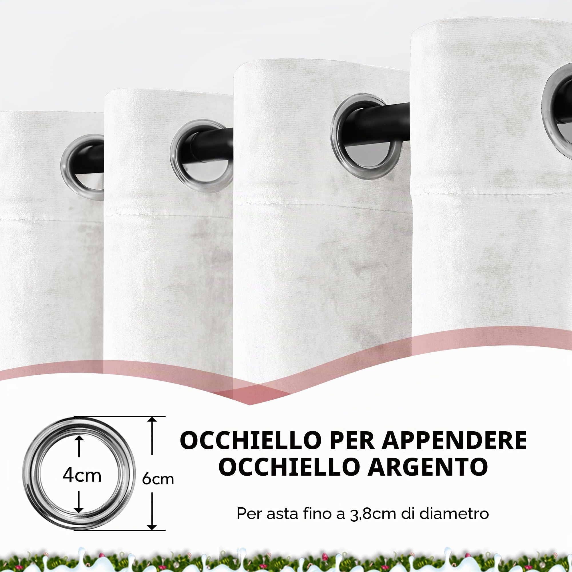 Deconovo Tende per Interni Eleganti in Velluto – Set di 2 Pannelli Moderni con Occhielli, 140x290 cm, Bianco, Decorative per Finestre di Camera da Letto, Salotto e Soggiorno