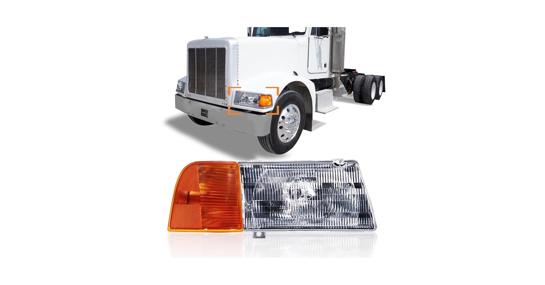 Amazon.com: Headlight with Corner Lamp fit for Peterbilt 385