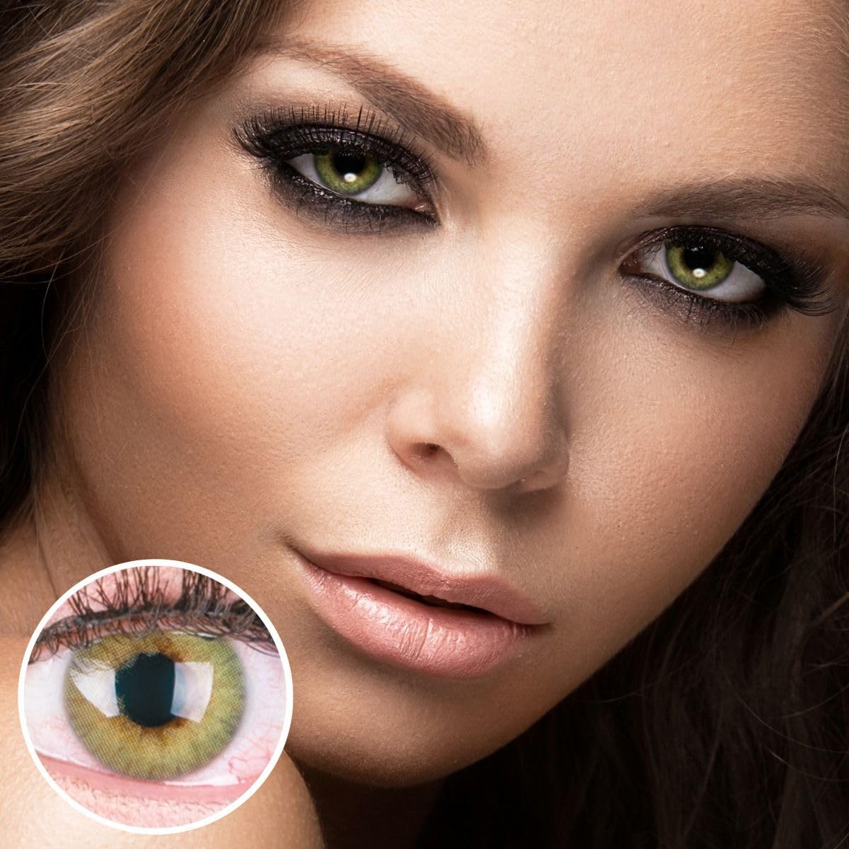 GLAMLENS lentillas de colores verdes Rose Green + contenedor. 1 par (2 piezas) - 90 Días - Sin Graduación - 0.00 dioptrías - blandos - Lentes de contacto verde de hidrogel de silicona