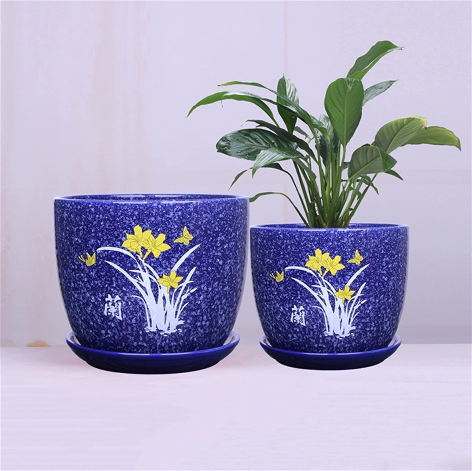 Europejska doniczka ceramiczna Bardzo duży salon Osobowość Zielona umywalka z otworem drenażowym Doniczki Bonsai Dekoracyjny ogród Stojak na kaktusy Ceramiczny przeszklony pojemnik na kwiaty z cerami