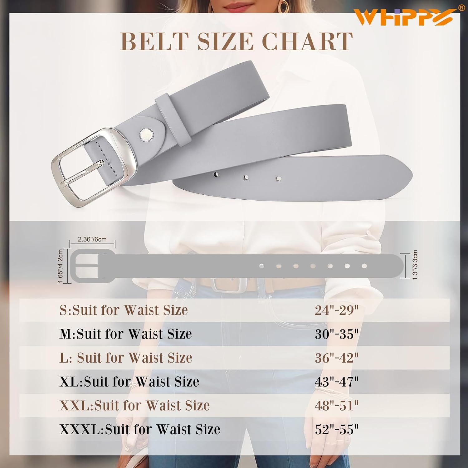 WHIPPY Women Leather Belts for Jeans Pants Fashion Dress Belt for Women with Solid Pin Buckle - Image 4