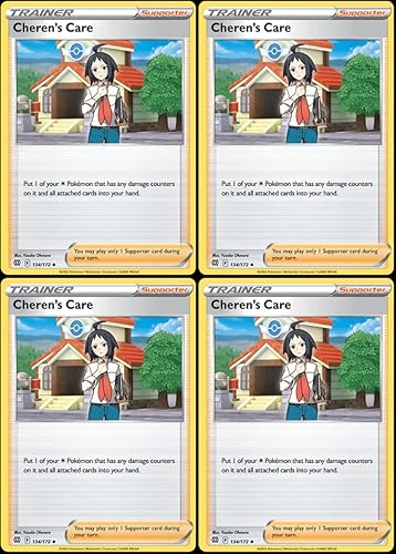 Pokemon Cheren's Care 134/172 - Juego de cartas de entrenador de estrellas brillantes x4