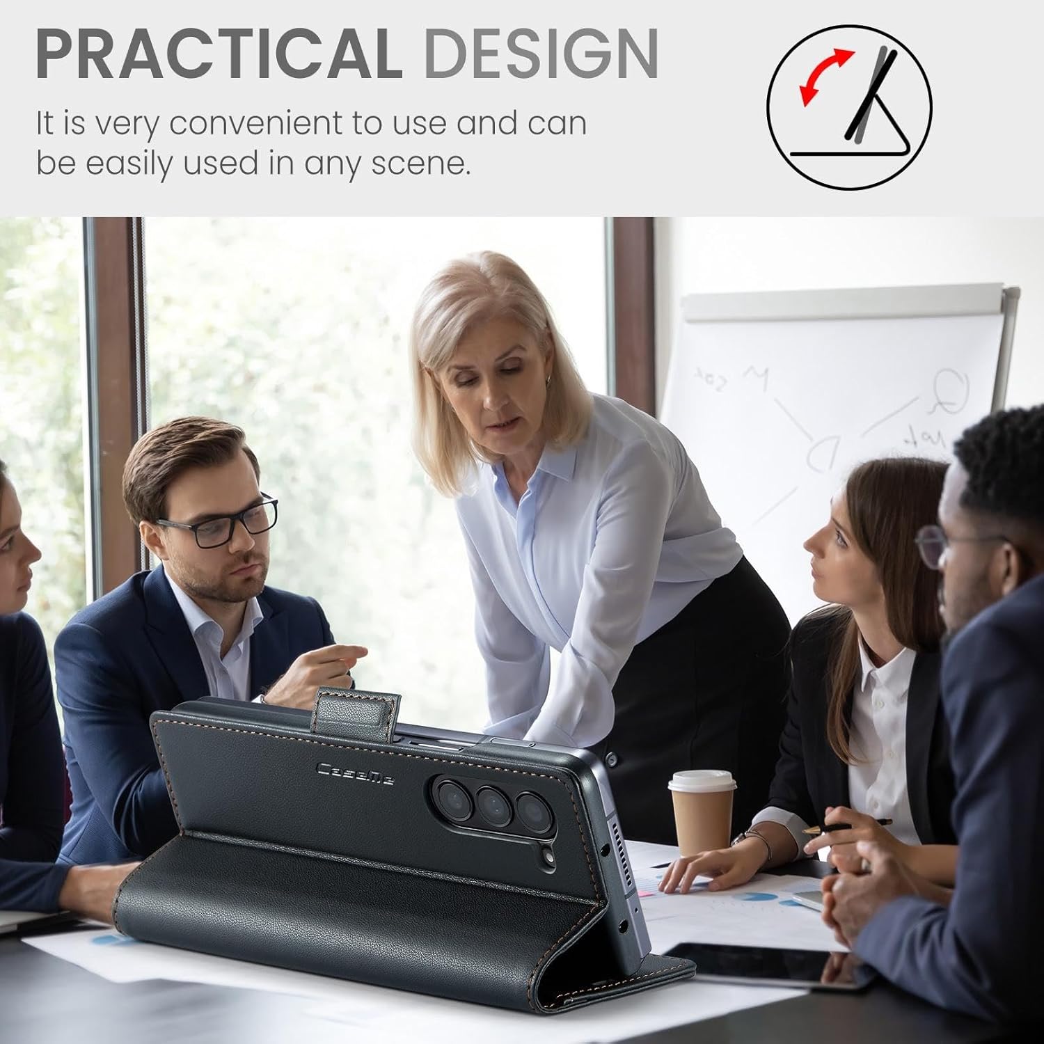 for Samsung Galaxy Z Fold 5 Wallet Case, RFID Blocking with Kickstand 3 Credit Card Slot and Cash Slot Magnetic Closure Wireless Charging Slim PU Leather Protective Cover - Black