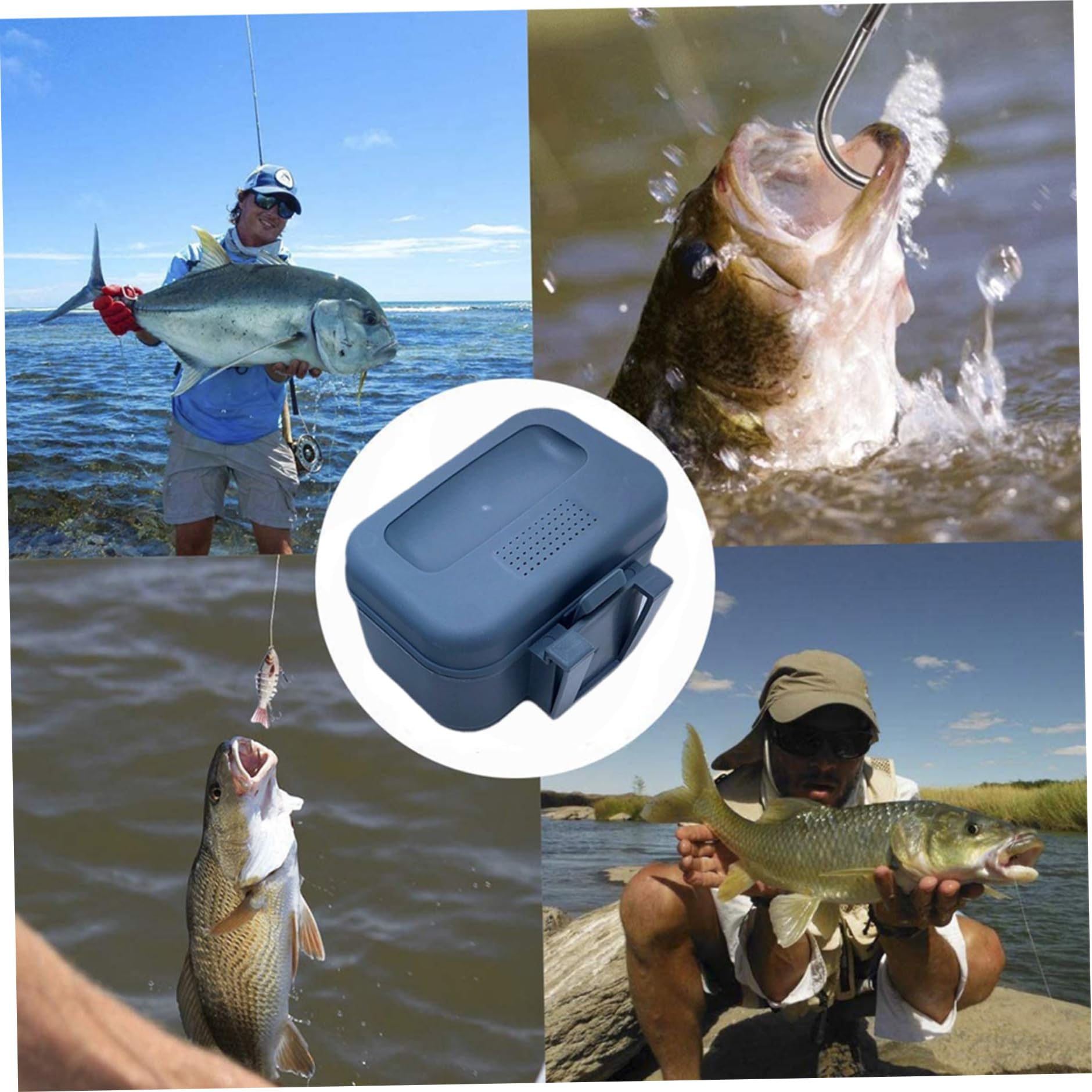 Heidouse Worm Box, Plastic Fishing Live Bait Box, Breathable Holes Bait Bucket with Leakproof Lid, Clip on Worm Container for Belt