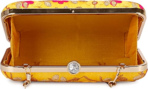 Miniatura 5 de LONGING TO BUY Embrague de caja de diseño hecho a mano - Bordado Zari para mujer