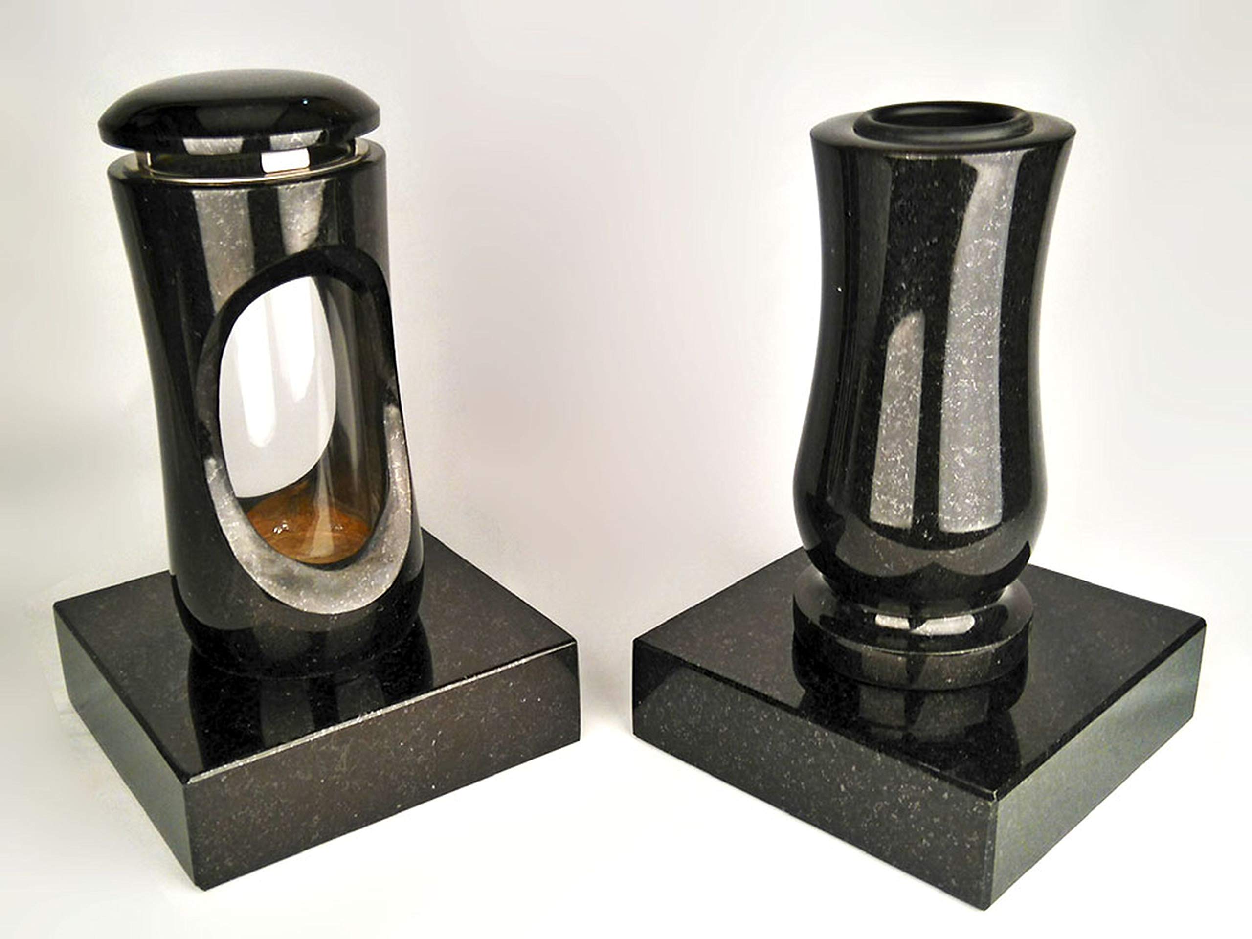 Stilvolle Grablaterne Elégant Granit Schwedisch Black Höhe 28 Cm/ 15 Cm Grableuchte Grablicht